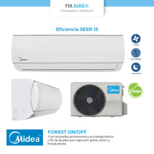 aire acondicionado minisplit midea forest seer 13 9000 btu on/off r410a 110v